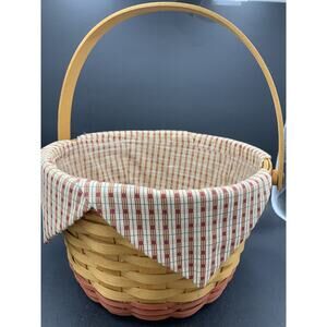 Vintage Longaberger Homestead Apple Basket w/ Handle, Cloth Liner, and Protector